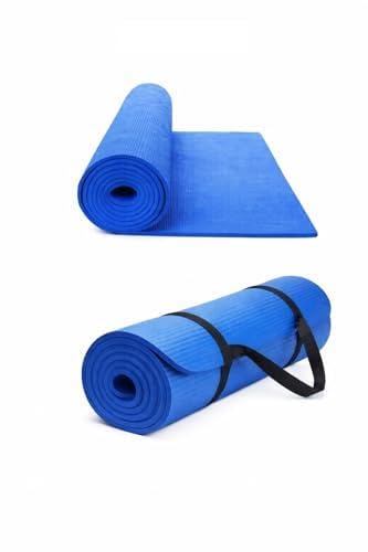 Image of FLEXURAL Yoga Mat, 4mm Thick, with Carrying Strap, for Exercise and Fitness (Blue)