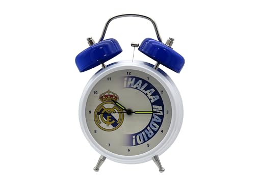 CYPBRANDS-Real Madrid, Despertador, Reloj Musical, Himno del Real Madrid, Con Pilas, Color Blanco, Producto Oficial