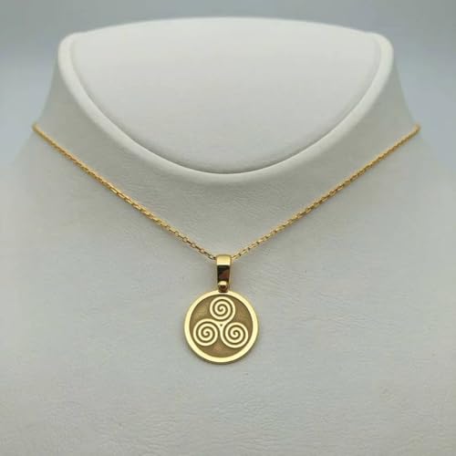 Chaîne collier triskèle argent plaqué or gravé 24mm unisexe LKBEADS - 2