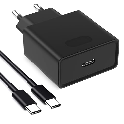 Cargador 25W Carga Rapida, USB C Enchufe con 2M Cable Compatible con Samsung Galaxy S24 / S24+ / S24 Ultra/S23/ S23+ /S23 Ultra /S22 /S21 /S20 /Note20 Tipo C Adaptador Cabezal Cargado Pared Corriente 2 31nwoRwQauL