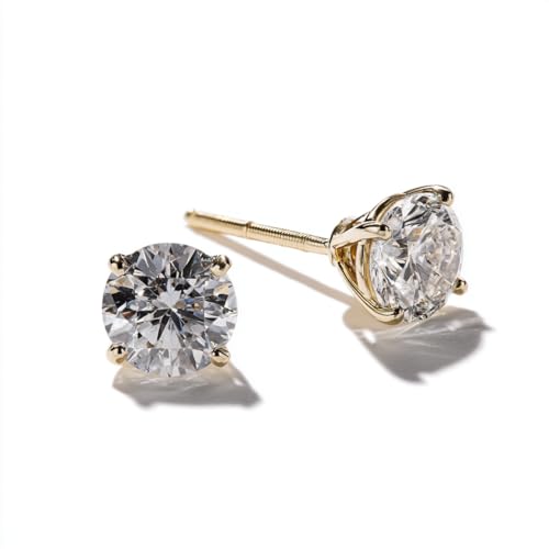 SARV 1/4-1 CTTW Solitaire Lab Grown Diamond Stud Earrings for Women in 14k Gold | 4 Prong, Round Excellent Cut | D-F Color, VS-VVS Clarity | IGI Certified 1 Carat and more | Hypoallergenic |Gift Ready