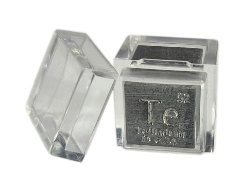 Image of 0.39 inch 10mm Tellurium Metal Cube Te up to 99.99% Pure Periodic Table Element Engraved Density Collection Science Education Display Block Cube + Acrylic Case Box - 1PC