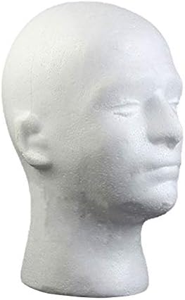 Styrofoam Wig Head - Tall Female Foam Mannequin Wig Stand and Holder - Hair Jewelry Wig Display Manikin Male Head Stand Model for Shop Exhibition (White)