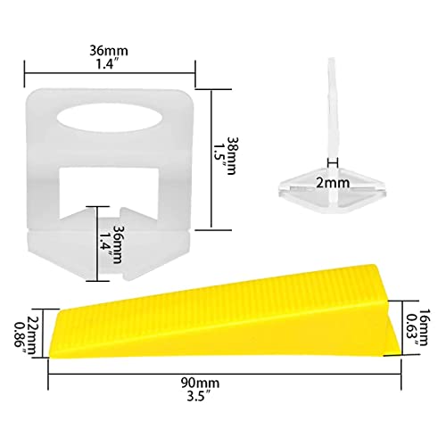 Tile Leveling System Tiles Leveler Spacers - Lippage Free Tile And Stone Installation For Pro And Diy - 300-Piece Leveling Spacer Clips Plus 100-Piece Reusable Wedges (1/12 Inch Tile Spacers) #TOP2