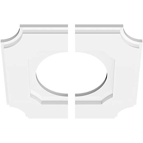 Image of Ekena Millwork CMP12LE2-06000 Locke Architectural Grade PVC Contemporary, Two Piece Urethane Ceiling Medallions 12 inchOD x 6 inchID x 7 inchC x 1 inchP