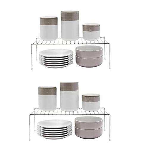 12FOR COLLECTION 2pcs Stainless Steel Kitchen Dish Rack Expandable Storage Shelves for Kitchen Cabinets Multipurpose Organizer Extend Up to 580 mm , Free Standing, Tiered Shelf