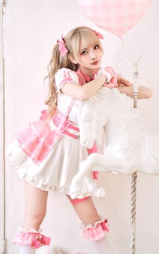 [Malymoon] コスプレ 魔法少女 チェック セーラー 制服 ピンク ブルー 青 衣装 仮装 マリームーン 10点セット 10109 詳細画像3