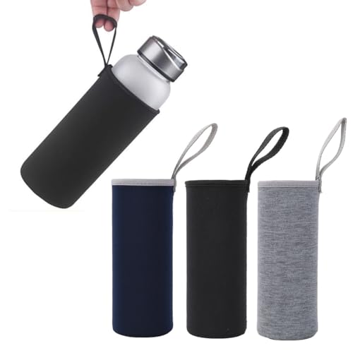 JEYORZY 3x Bolsa de Botella de Agua Portátil Funda para Botella de Neopreno con Correa de Hombro Ajustable para Deportes Senderismo Viajes, Funda Protecdora de Cantimplora al Aire Libre, Multicolor1