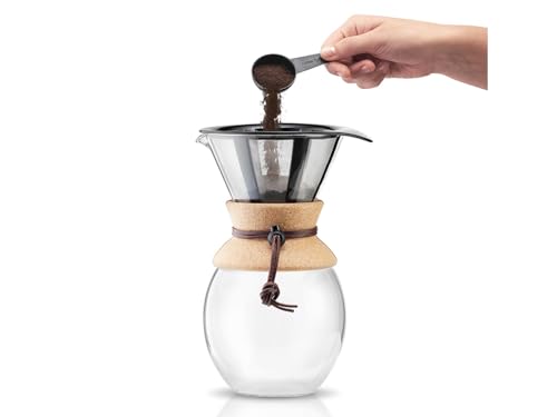Bodum Pour Over Kaffeebereiter mit Permanentfilter, Glas, Beige, 14.9 x 17.6 x 25.6 cm, 1 Einheiten – Ansicht 2