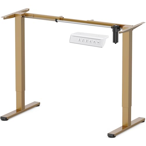 Image of ErGear Electric Stand up Desk Frame,4 Memory Height Settings Height Adjustable Table Legs, Sit Stand Desk Frame Up to 47.2 inch, Ergonomic Standing Desk Base Workstation, Gold Frame Only
