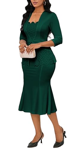 Image of Elegant Church Dress for Women Midi Dresses Work Wear Vintage Pencil Dress for Business Casual Outfits