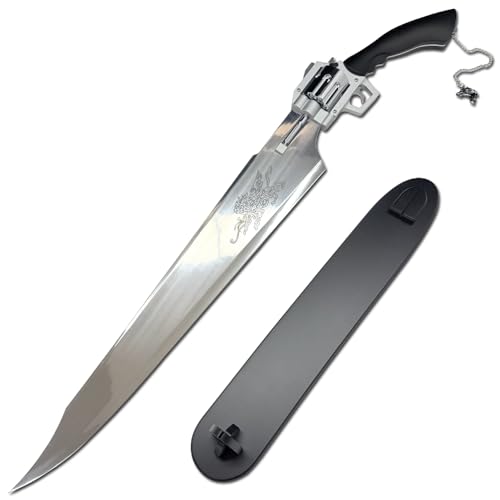 51.1-inch Stainless Steel Squall Leonhart Thancred Waters Sword with Stand, and Lion-Engraved Blade, Perfect for Role-Playing, Collections, Decorations, and Gifts