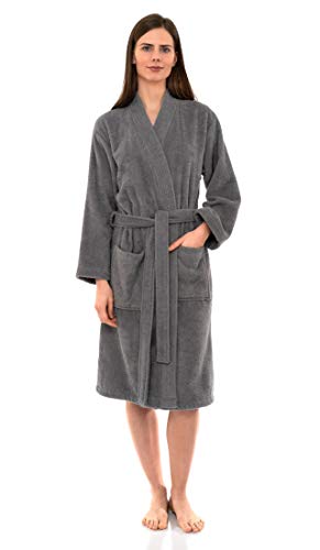 TowelSelections Women's Robe Turkish Cotton Terry Kimono Bathrobe Large/X-Large Cloudburst