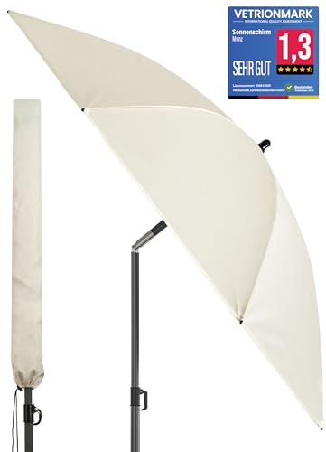 4smile Sonnenschirm Balkon Ø 180cm, Beige - Sonnenschirm Strand mit Hülle - Balkonschirm mit...