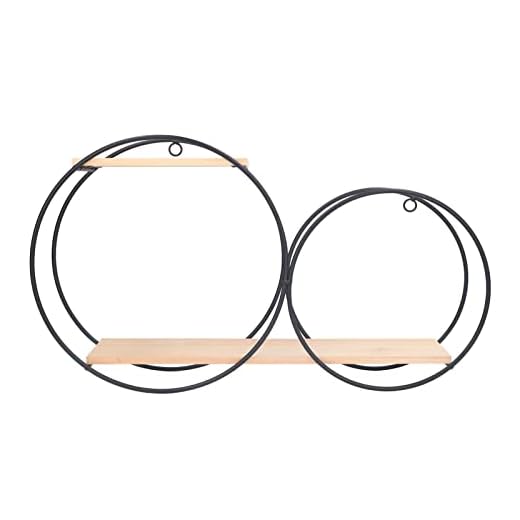 MOTUZP Estantería de Almacenamiento Redonda de 2 Niveles, Estantes Flotantes Montados en la Pared, Estante Moderno de Metal para Colgar en la Pared para Almacenamiento y Exhibición en