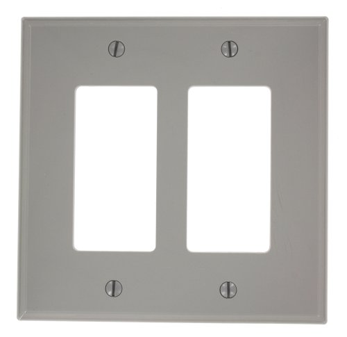 Image of Leviton 2-Gang Decora /GFCI Device Wallplate, Midway Size, PJ262-GY, Gray
