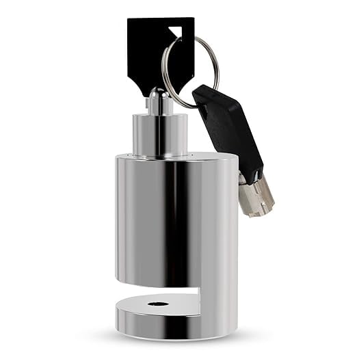 Image of Stainless Steel Disc Brake Lock, Chrome Finish, 7mm Pin, Heavy Duty Anti-Theft Security Lock with 2 Keys for Bikes, Scooty, Motorcycle, 12 x 10 x 8 Centimeters