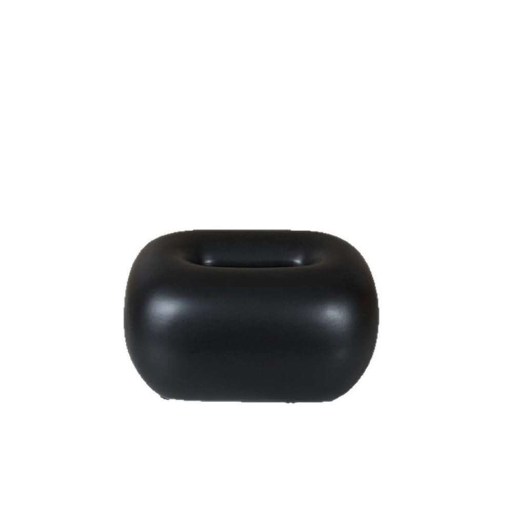 Tissue Box Holder Simple Ceramic Tissue Box Desktop Ornaments Living Room Dining Table Napkin(Black)
