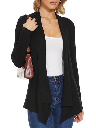 INKOFF Womens Draped Front Cardigan Sweaters Long Sleeve Waterfall Irregular Hem Cardigans Lighweight4
