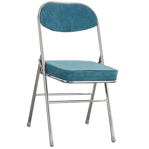 Silla plegable azul pavo real con asiento acolchado, silla de comedor apilable, diseño resistente, perfecta para salas de banquetes y dormitorios, solución para ahorrar espacio