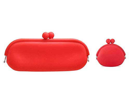 Silicone Coin Purse Eyeglass Case Makeup Comestic Bag Pouch Red