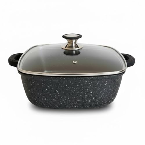 Cflagrant® Faitout Carré 28x28 cm Façon Pierre – “De La Cuisine à La Table” – Tous Feux Dont Induction – Passe au Four 180°C Revêtement Greblon...
