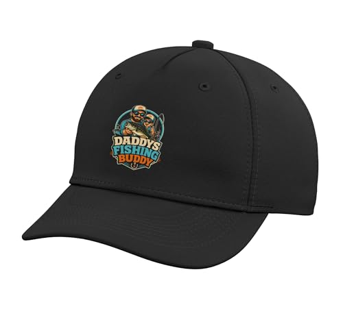 Daddys Fishing Companion Matching Fishing Friends Adjustable Printed Baseball Hat, Black