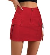 Zando High Waisted Cargo Mini Skirt Y2K Bodycon Denim Mini Skirt Y2K Jean Skirt with Pockets Y2K ...