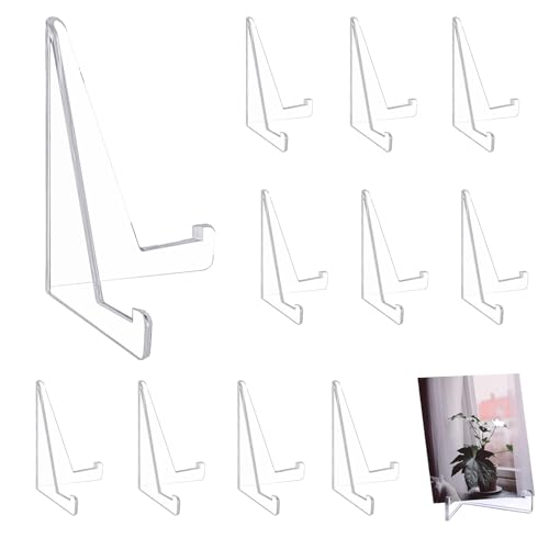 ZcrPrn Card Display Stand 12Pcs Acrylic Card Stand Clear Trading Card Display Mini Easel Holder for Display Card Holder Challenge Medals Photo Display