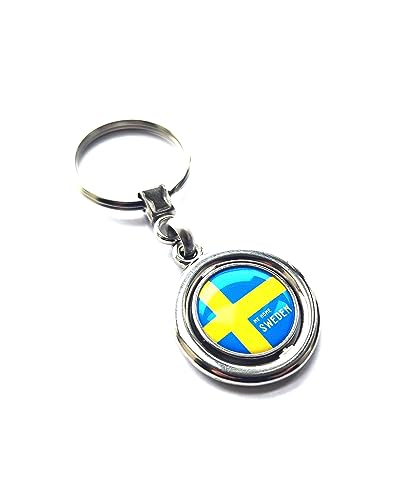 decal arts Porte-clés en métal avec drapeau national de la Suède, porte-clés patriotique pour homme et femme, cadeau fantaisie, Noir , L