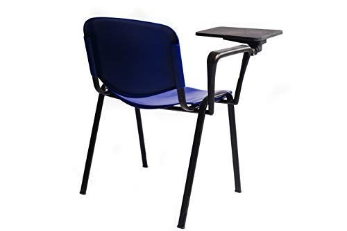 Lote De 4 Sillas Apilables con Pala Abatible para Apuntes - Modelo 43P - Sillas con Brazo Extensible y Flexible para Aulas, Academias y Oficinas (Azul)