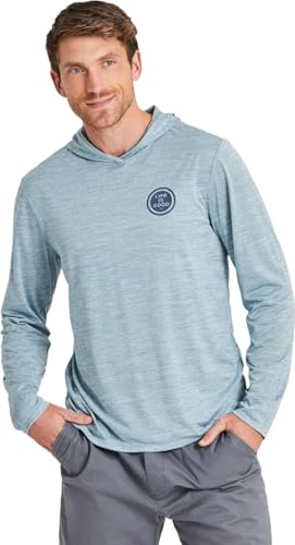 Life is Good Men's Clean Fish More Bass Long Sleeve Sun Crusher Hoodie, Smoky Blue, X-Large