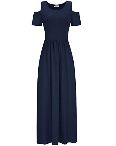 STYLEWORD Robe Longue pour Femme Ete Manches Courtes élégante Floral Robes Maxi avec Poches, XL – vue 3