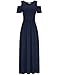 STYLEWORD Womens 2025 Fashion Navy Blue Cold Shoulder Short Sleeve Summer Casual Maxi Long Dress with Pocket(Navy,L)