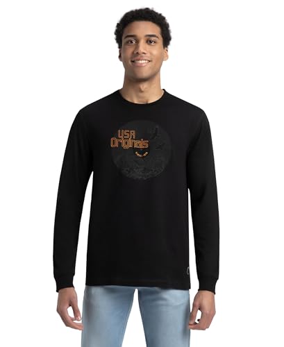 Image of Jockey US82 Men's Super Combed Cotton Rich Graphic Printed Round Neck Full Sleeve T-Shirt Deep Olive XL