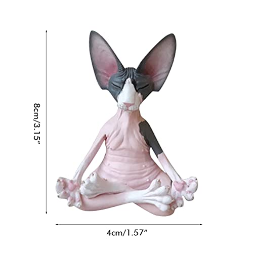 Estatua pequeña de gato Sphynx en meditación Zen miniatura 2