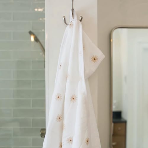 Image of Lulujo Hooded Towel Absorbent Cotton Dual Layered Baby Bath Towel with Hood| 32in x 32in| Daisies