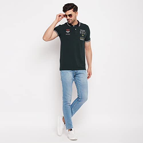 Image of Duke Stardust Men Polo Neck Half Sleeve Cotton T-Shirt (LF5855 Bottle Green XL)