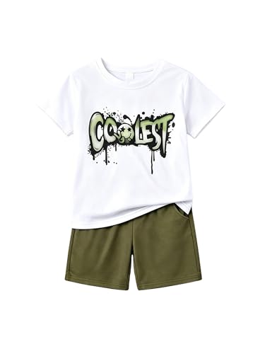 Yoxindax 2-Piece Boys Clothes Letter Graphic Print Short Sleeve T-Shirt Kids 6-14 Years Teen Boys Summer Outfits Size 9 10