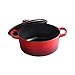 Braiser patelnia z pokrywką Lodge Dutch Oven żeliwo pieczone sól Claypot (kolor : czerwony, rozmiar: 4 l)