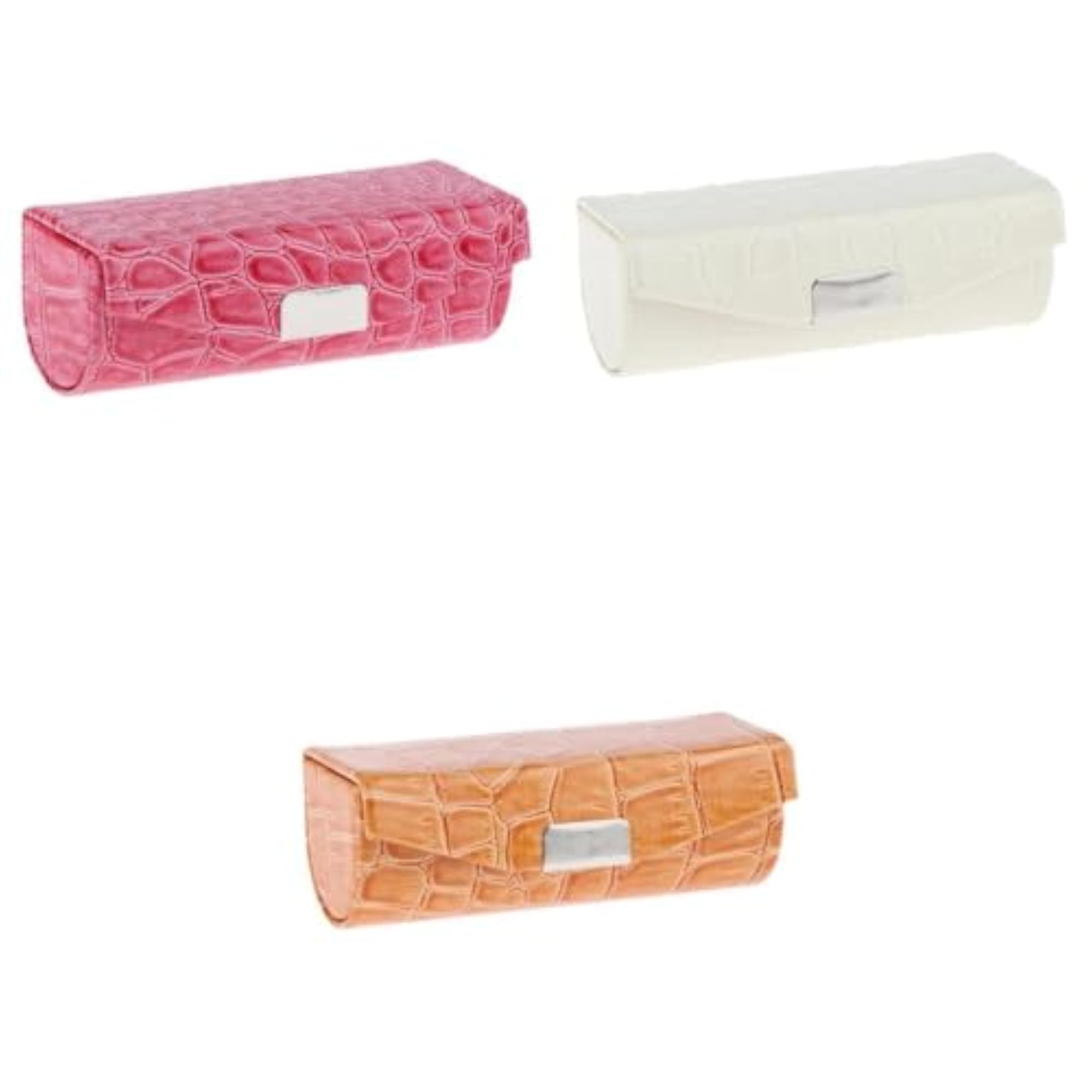 3x Lipstick Case Rose Red, White, and Orange Storage Box
