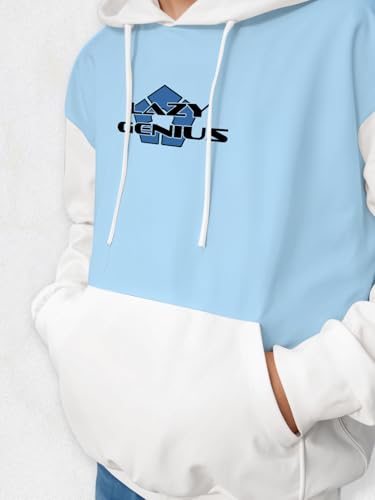 Image of crazymonk Plain Oversized Hood - Sky Blue White