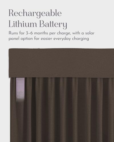 Image of Graywind Motorized Curtains with Track, Room Darkening Smart Curtains, Rechargeable Curtains Compatible with Alexa & Remote Control for Large Windows, Custom Drapes Up to 220 inch, Echo (Chocolate)