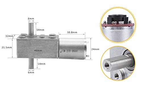 Dimensional drawing of Walfront DC 12V Worm Gear Motor