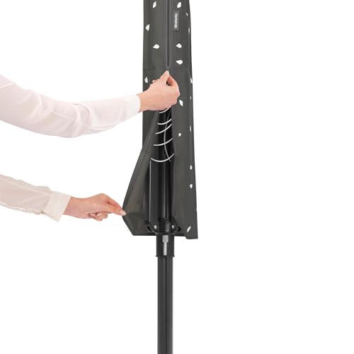 Image of Brabantia Lift-O-Matic Outdoor 4 Arm Clothesline (164 ft /O 1.8 inch) Height Adjustable, Folding Clothes Drying Rack + Ground Spike, Cover + Bag of Clothespins (Anthracite)