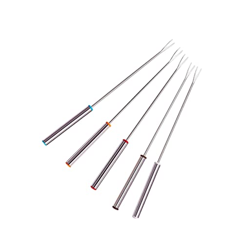 HANABASS 5Pcs Stainless Steel Barbecue Fork Colorful Roasting Sticks for Outdoor Grilling Durable Bbq Utensils for Camping Home Use Heat Insulating Comfortable Handle