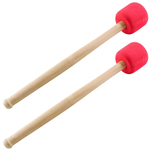 Jiozermi 2 Pcs Drum Mallet 12.8 Inches Length, Hard Foam Rubber Drum Stick, Anti-slip Bass Percussion Sticks, Instrument Band Accessory Part for Drums Snare Drums, Red