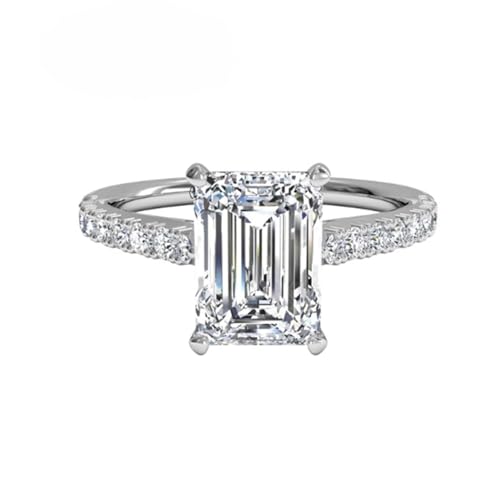 AARK & CO 3.00Ct Emerald Cut Lab Created Diamond Solitaire Woman's Engagement Ring 14K White Gold Finish
