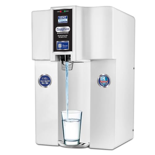 Image of KENT Sapphire RO Water Purifier|RO+UF+Inline UV+Alkaline+TDS Control+UV LED in Tank | Fully Automatic On & OFF Operation|.0001 Micron RO Membrane|20 LPH| 8L| Ideal For Borewell /Tanker /Municipal Water