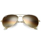 Pro Acme Sonnenbrille Herren Damen Klassische Pilotenbrille Glaslinse Fliegerbrille Unisex Piloten Sonnenbrille (Gold Rahmen/Gradienten Braun Linse)